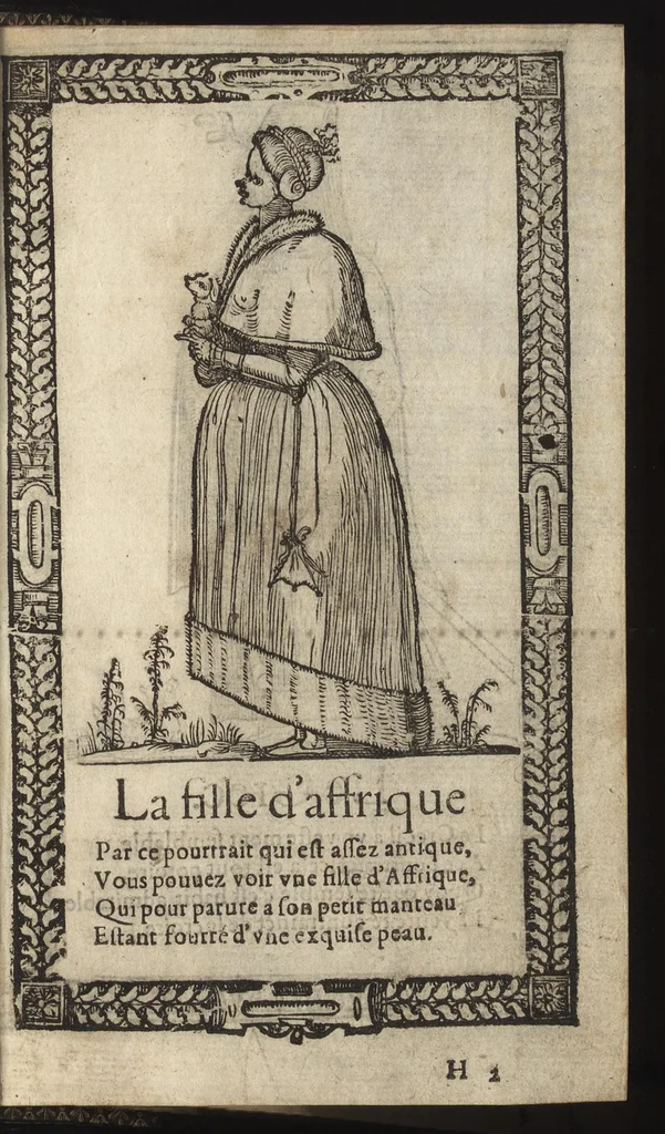 An illustration from Recueil de la diuersité des habits, : qui sont de present en vsage, tant es pays d'Europe. Asie, Affrique & Isles sauuages, le tout fait apres le naturel, 1567, leaf 120
