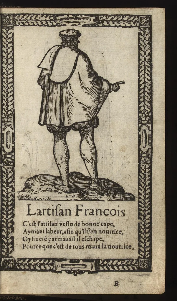 An illustration from Recueil de la diuersité des habits, : qui sont de present en vsage, tant es pays d'Europe. Asie, Affrique & Isles sauuages, le tout fait apres le naturel, 1567, leaf 22