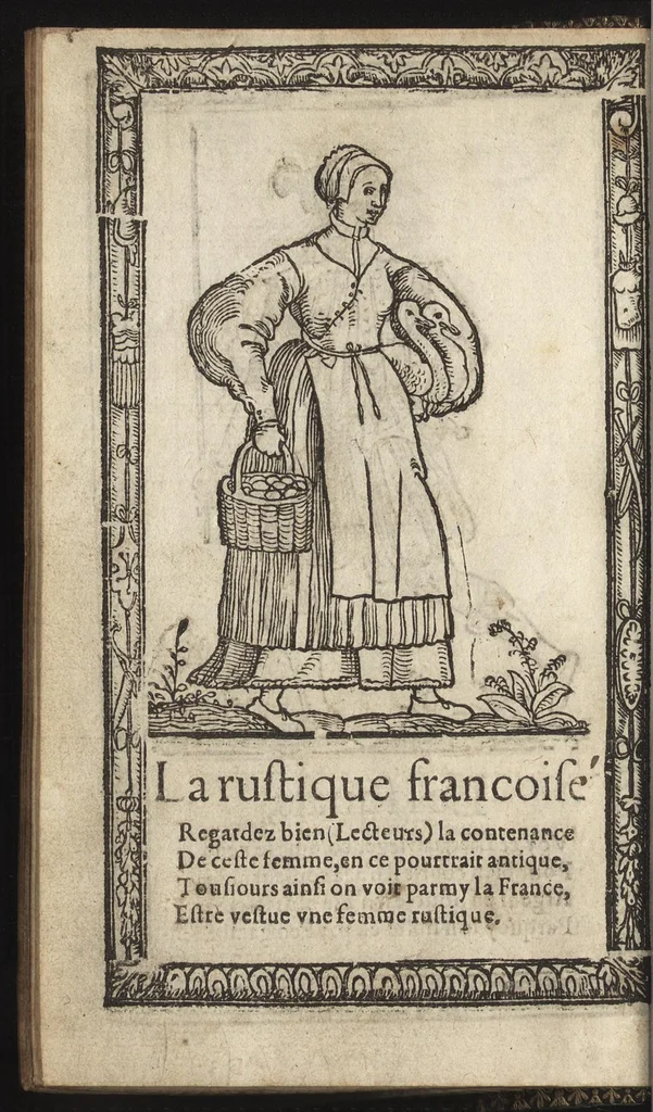 An illustration from Recueil de la diuersité des habits, : qui sont de present en vsage, tant es pays d'Europe. Asie, Affrique & Isles sauuages, le tout fait apres le naturel, 1567, leaf 27