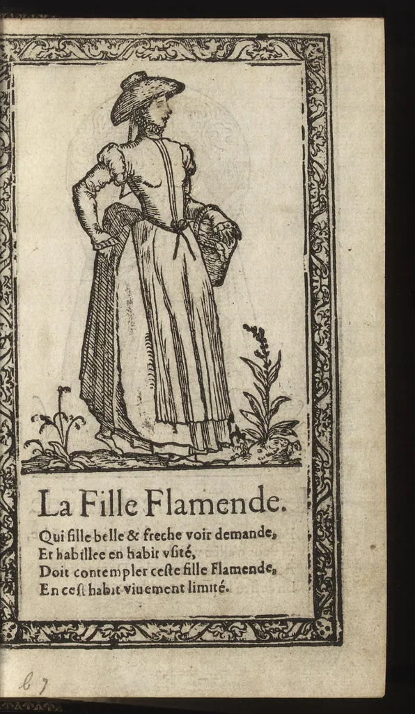 An illustration from Recueil de la diuersité des habits, : qui sont de present en vsage, tant es pays d'Europe. Asie, Affrique & Isles sauuages, le tout fait apres le naturel, 1567, leaf 34