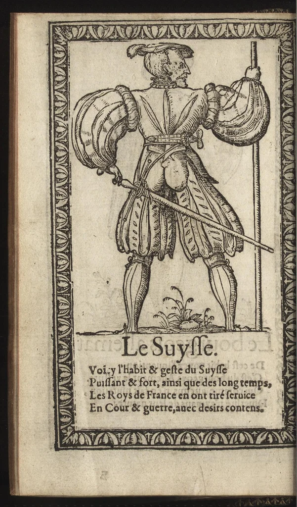 An illustration from Recueil de la diuersité des habits, : qui sont de present en vsage, tant es pays d'Europe. Asie, Affrique & Isles sauuages, le tout fait apres le naturel, 1567, leaf 71