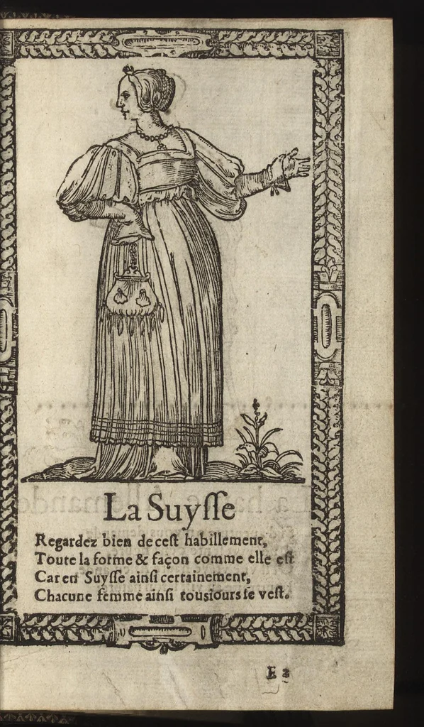 An illustration from Recueil de la diuersité des habits, : qui sont de present en vsage, tant es pays d'Europe. Asie, Affrique & Isles sauuages, le tout fait apres le naturel, 1567, leaf 72