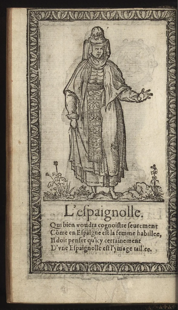 An illustration from Recueil de la diuersité des habits, : qui sont de present en vsage, tant es pays d'Europe. Asie, Affrique & Isles sauuages, le tout fait apres le naturel, 1567, leaf 87
