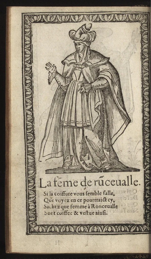 An illustration from Recueil de la diuersité des habits, : qui sont de present en vsage, tant es pays d'Europe. Asie, Affrique & Isles sauuages, le tout fait apres le naturel, 1567, leaf 89
