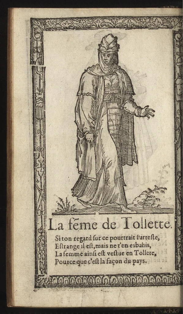 An illustration from Recueil de la diuersité des habits, : qui sont de present en vsage, tant es pays d'Europe. Asie, Affrique & Isles sauuages, le tout fait apres le naturel, 1567, leaf 91