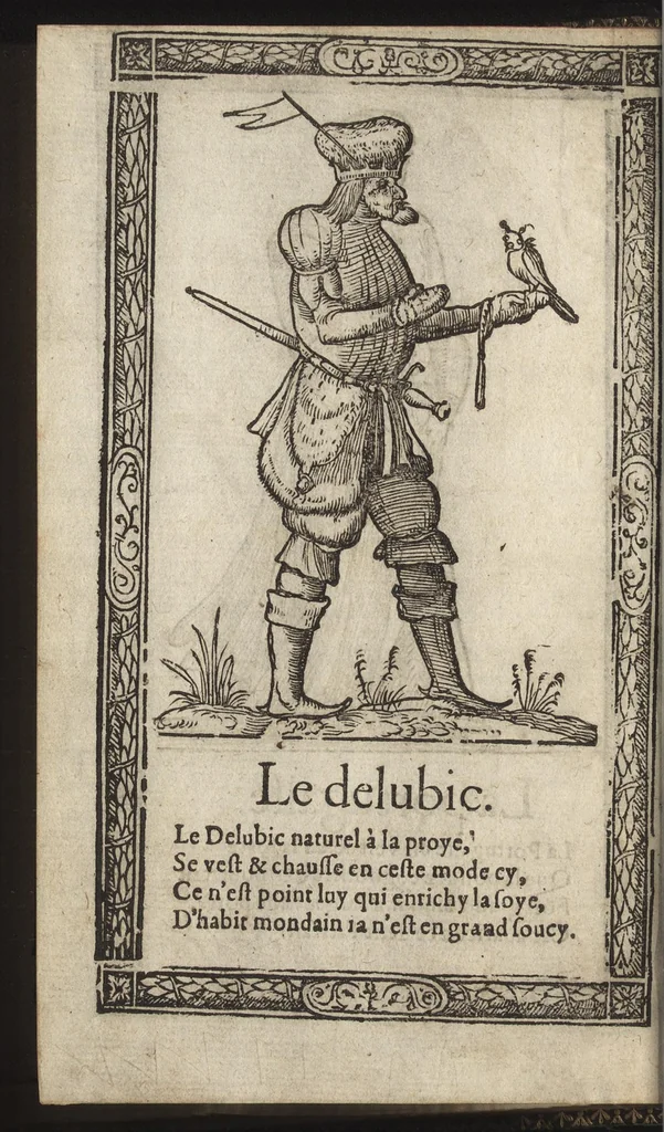 An illustration from Recueil de la diuersité des habits, : qui sont de present en vsage, tant es pays d'Europe. Asie, Affrique & Isles sauuages, le tout fait apres le naturel, 1567, leaf 97