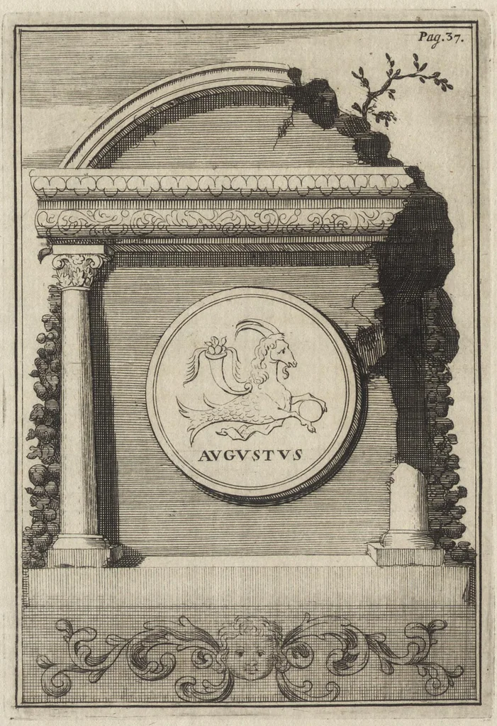 An illustration from Constantii Landi, Complani comitis, Selectiorvm nvmismatvm praecipve Romanorvm expositiones : elegantibus nummorum ectypis, & indicibus necessariis instructae, 1695, leaf 69