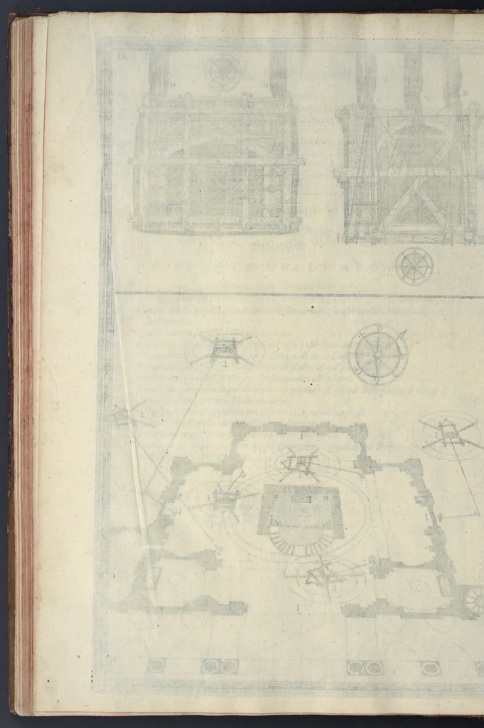 An illustration from Della trasportatione dell'obelisco vaticano et delle fabriche di nostro signore papa Sisto V, fatte dal cavallier Domenico Fontana, architetto di Sva Santita, libro primo, 1590, leaf 111