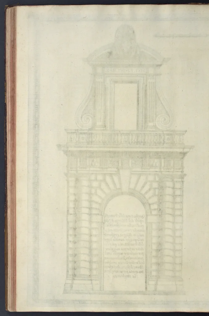 An illustration from Della trasportatione dell'obelisco vaticano et delle fabriche di nostro signore papa Sisto V, fatte dal cavallier Domenico Fontana, architetto di Sva Santita, libro primo, 1590, leaf 143