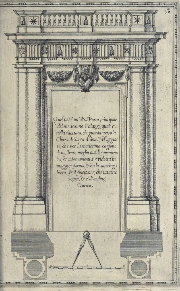 An illustration from Della trasportatione dell'obelisco vaticano et delle fabriche di nostro signore papa Sisto V, fatte dal cavallier Domenico Fontana, architetto di Sva Santita, libro primo, 1590, leaf 144