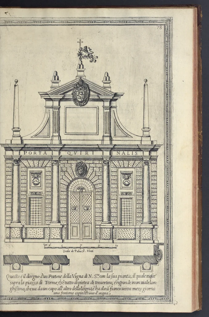 An illustration from Della trasportatione dell'obelisco vaticano et delle fabriche di nostro signore papa Sisto V, fatte dal cavallier Domenico Fontana, architetto di Sva Santita, libro primo, 1590, leaf 172