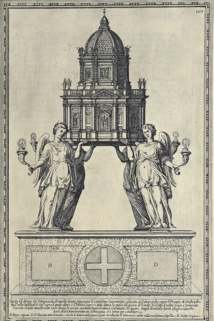 An illustration from Della trasportatione dell'obelisco vaticano et delle fabriche di nostro signore papa Sisto V, fatte dal cavallier Domenico Fontana, architetto di Sva Santita, libro primo, 1590, leaf 228