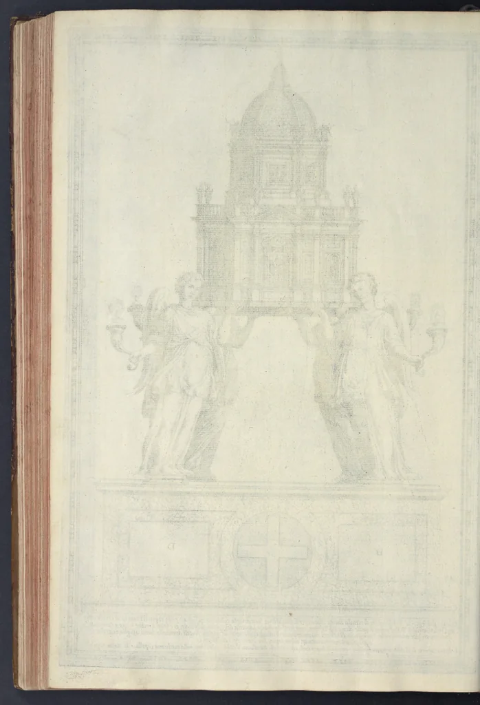An illustration from Della trasportatione dell'obelisco vaticano et delle fabriche di nostro signore papa Sisto V, fatte dal cavallier Domenico Fontana, architetto di Sva Santita, libro primo, 1590, leaf 229