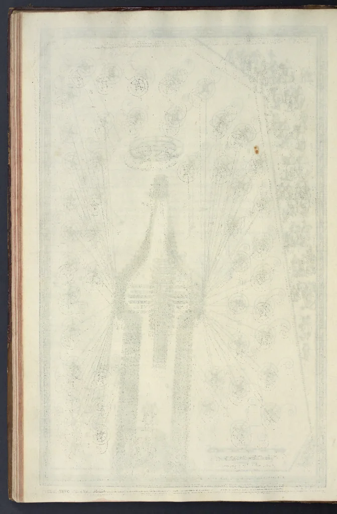 An illustration from Della trasportatione dell'obelisco vaticano et delle fabriche di nostro signore papa Sisto V, fatte dal cavallier Domenico Fontana, architetto di Sva Santita, libro primo, 1590, leaf 73