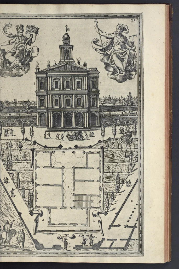 An illustration from Della trasportatione dell'obelisco vaticano et delle fabriche di nostro signore papa Sisto V, fatte dal cavallier Domenico Fontana, architetto di Sva Santita, libro primo, 1590, leaf 84