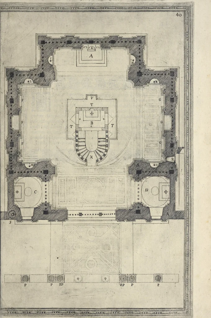 An illustration from Della trasportatione dell'obelisco vaticano et delle fabriche di nostro signore papa Sisto V, fatte dal cavallier Domenico Fontana, architetto di Sva Santita, libro primo, 1590, leaf 88