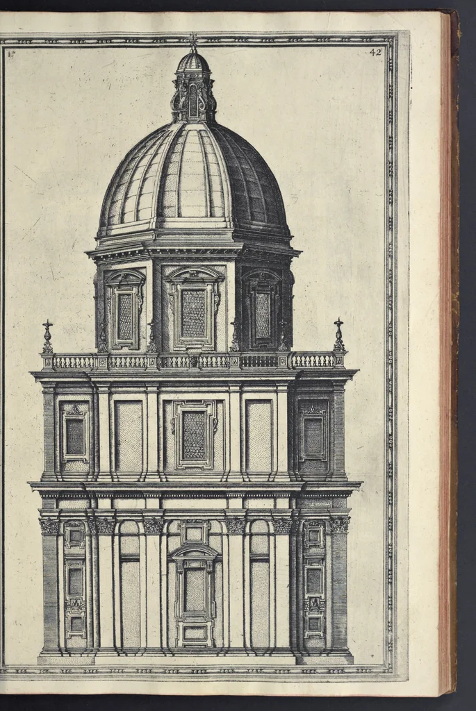 An illustration from Della trasportatione dell'obelisco vaticano et delle fabriche di nostro signore papa Sisto V, fatte dal cavallier Domenico Fontana, architetto di Sva Santita, libro primo, 1590, leaf 92