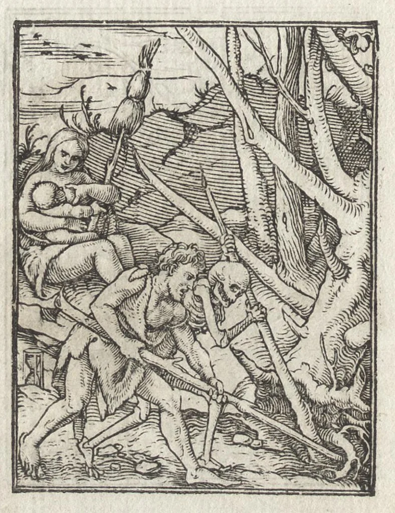 An illustration from Icones historiarvm Veteris Testamenti : ad viuum expressae, extremàque diligentia emendatiores factae : Gallicis in expositione homoeoteleutis, ac versuum ordinibus (qui priùs turbati, ac impares) suo numero restitutis, 1547, leaf 13