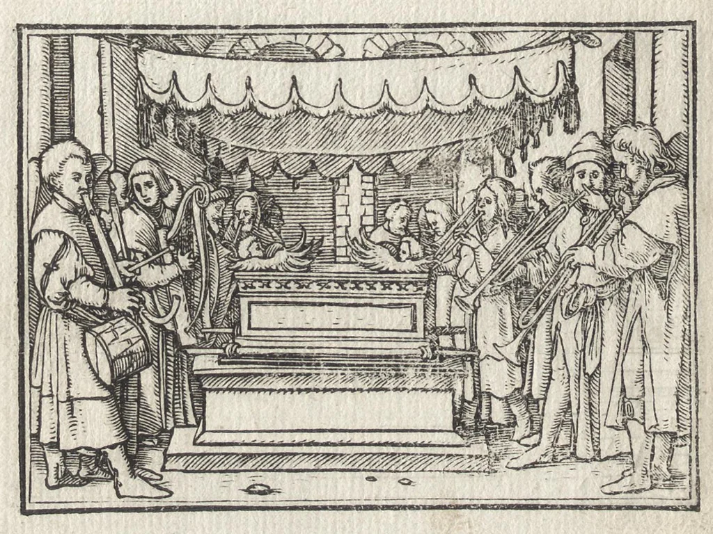 An illustration from Icones historiarvm Veteris Testamenti : ad viuum expressae, extremàque diligentia emendatiores factae : Gallicis in expositione homoeoteleutis, ac versuum ordinibus (qui priùs turbati, ac impares) suo numero restitutis, 1547, leaf 65