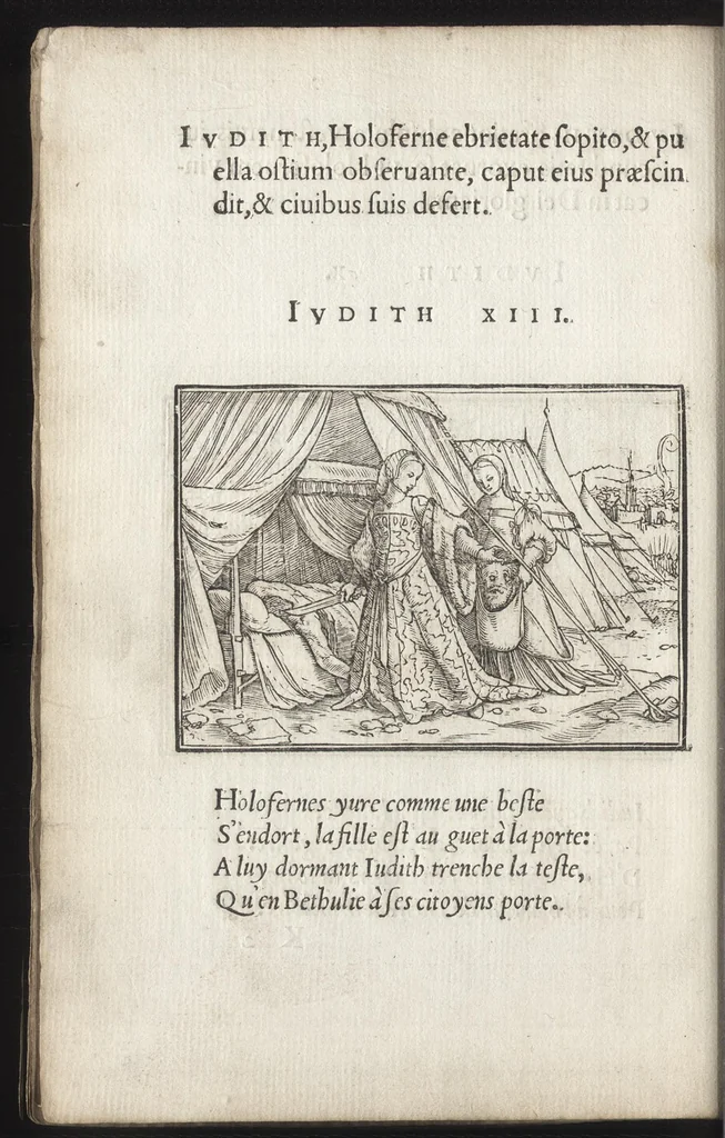 An illustration from Icones historiarvm Veteris Testamenti : ad viuum expressae, extremàque diligentia emendatiores factae : Gallicis in expositione homoeoteleutis, ac versuum ordinibus (qui priùs turbati, ac impares) suo numero restitutis, 1547, leaf 79