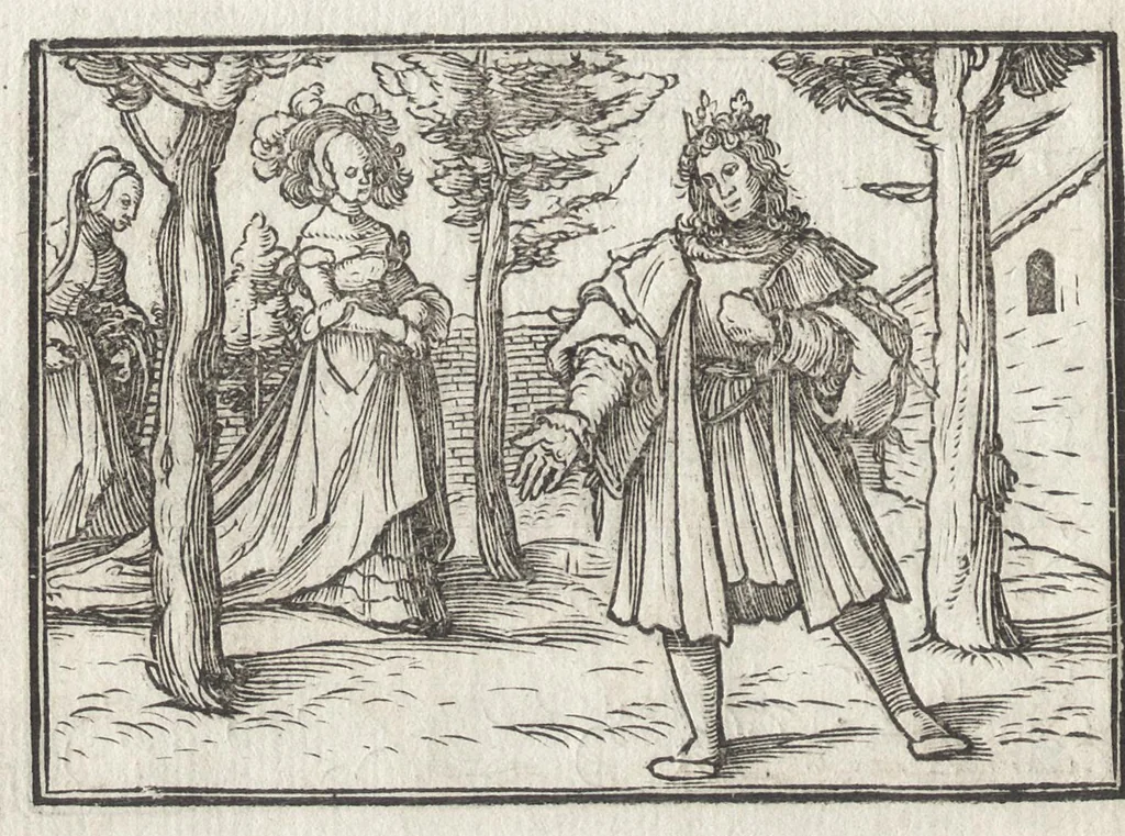 An illustration from Icones historiarvm Veteris Testamenti : ad viuum expressae, extremàque diligentia emendatiores factae : Gallicis in expositione homoeoteleutis, ac versuum ordinibus (qui priùs turbati, ac impares) suo numero restitutis, 1547, leaf 83