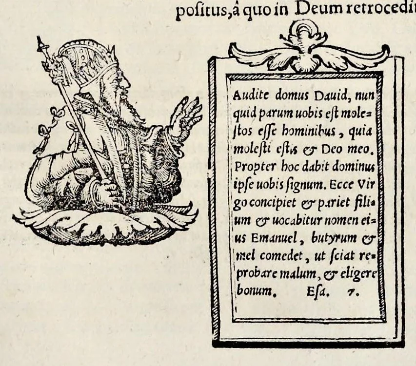 An illustration from Catalogvs annorvm et principvm siue monarcharvm mvndi geminvs : plerisqve in locis obscvrioribus illustratus & in caelebrioribus locupletatus atq[ue] à mendis, recognitione diligenti repurgatus : cum accessione multorum aliorum quae in priori aeditione non continebantur, quemadmodum suis locis toto libro uidere licebit, ab homine condito, usq[ue] in praesentem, à nato Christo, millesimum quingentesimum & quinquagesimum annum deductus & continuatus, 1550, leaf 104