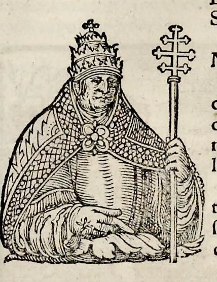 An illustration from Catalogvs annorvm et principvm siue monarcharvm mvndi geminvs : plerisqve in locis obscvrioribus illustratus & in caelebrioribus locupletatus atq[ue] à mendis, recognitione diligenti repurgatus : cum accessione multorum aliorum quae in priori aeditione non continebantur, quemadmodum suis locis toto libro uidere licebit, ab homine condito, usq[ue] in praesentem, à nato Christo, millesimum quingentesimum & quinquagesimum annum deductus & continuatus, 1550, leaf 118