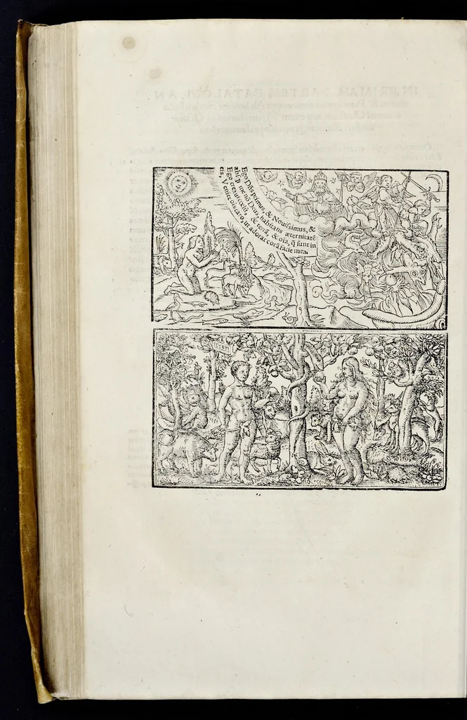 An illustration from Catalogvs annorvm et principvm siue monarcharvm mvndi geminvs : plerisqve in locis obscvrioribus illustratus & in caelebrioribus locupletatus atq[ue] à mendis, recognitione diligenti repurgatus : cum accessione multorum aliorum quae in priori aeditione non continebantur, quemadmodum suis locis toto libro uidere licebit, ab homine condito, usq[ue] in praesentem, à nato Christo, millesimum quingentesimum & quinquagesimum annum deductus & continuatus, 1550, leaf 13