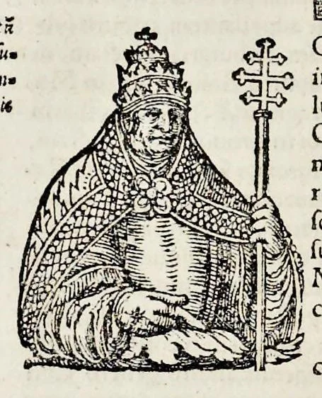 An illustration from Catalogvs annorvm et principvm siue monarcharvm mvndi geminvs : plerisqve in locis obscvrioribus illustratus & in caelebrioribus locupletatus atq[ue] à mendis, recognitione diligenti repurgatus : cum accessione multorum aliorum quae in priori aeditione non continebantur, quemadmodum suis locis toto libro uidere licebit, ab homine condito, usq[ue] in praesentem, à nato Christo, millesimum quingentesimum & quinquagesimum annum deductus & continuatus, 1550, leaf 161