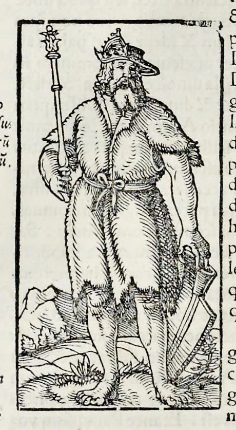 An illustration from Catalogvs annorvm et principvm siue monarcharvm mvndi geminvs : plerisqve in locis obscvrioribus illustratus & in caelebrioribus locupletatus atq[ue] à mendis, recognitione diligenti repurgatus : cum accessione multorum aliorum quae in priori aeditione non continebantur, quemadmodum suis locis toto libro uidere licebit, ab homine condito, usq[ue] in praesentem, à nato Christo, millesimum quingentesimum & quinquagesimum annum deductus & continuatus, 1550, leaf 17