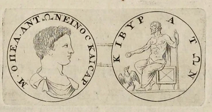 An illustration from Numismata imperatorum, Augustarum et Caesarum, a populis, Romanae ditionis, graecè loquentibus, ex omni modulo percussa ..., 1700, leaf 140