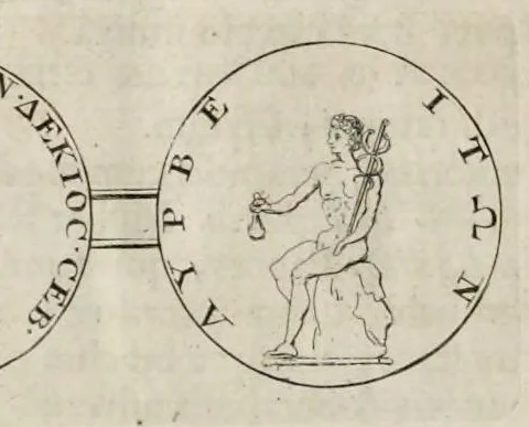 An illustration from Numismata imperatorum, Augustarum et Caesarum, a populis, Romanae ditionis, graecè loquentibus, ex omni modulo percussa ..., 1700, leaf 185