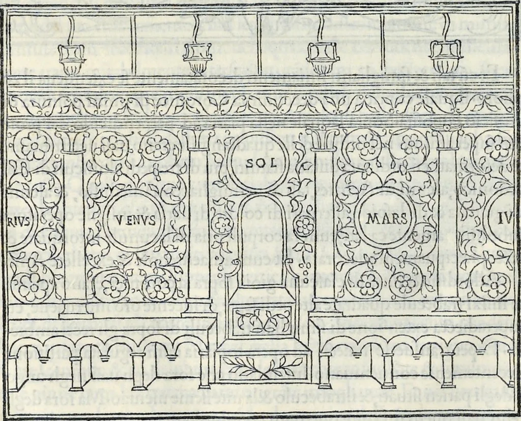 An illustration from La Hypnerotomachia di Poliphilo : cioè pvgna d'amore in sogno, dov'egli mostra, che tvtte le cose hvmane non sono altro che sogno, & doue narra molt'altre cose degne di cognitione, 1545, leaf 101