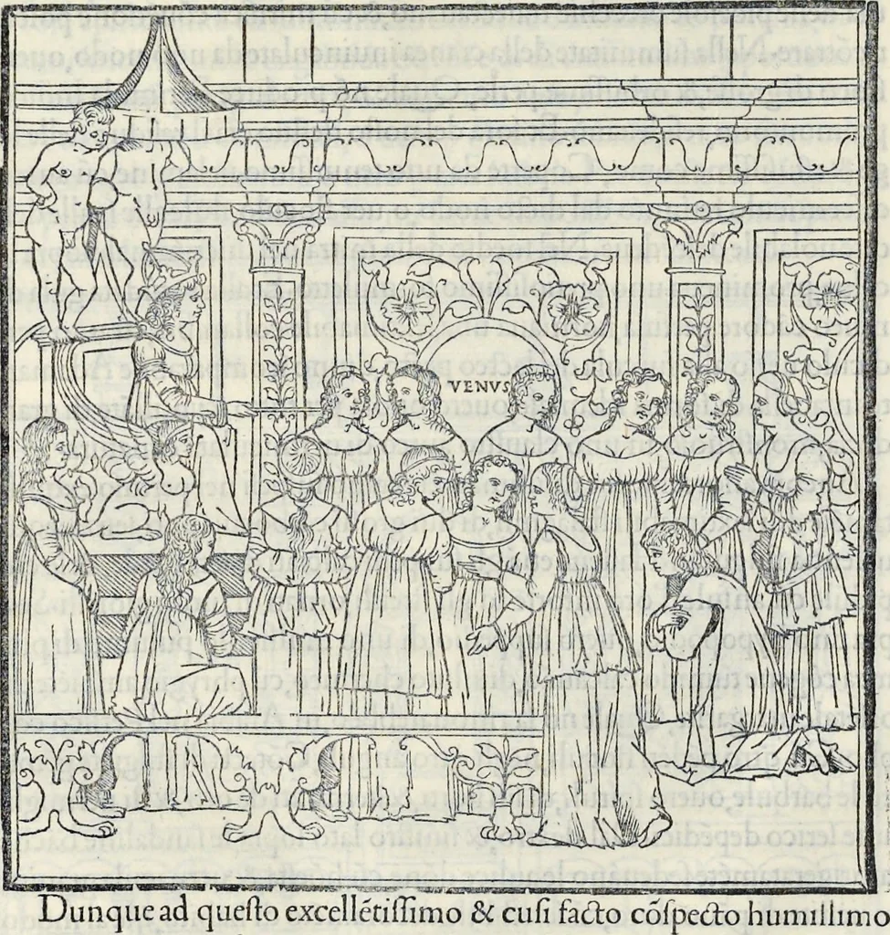 An illustration from La Hypnerotomachia di Poliphilo : cioè pvgna d'amore in sogno, dov'egli mostra, che tvtte le cose hvmane non sono altro che sogno, & doue narra molt'altre cose degne di cognitione, 1545, leaf 103