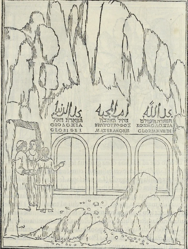 An illustration from La Hypnerotomachia di Poliphilo : cioè pvgna d'amore in sogno, dov'egli mostra, che tvtte le cose hvmane non sono altro che sogno, & doue narra molt'altre cose degne di cognitione, 1545, leaf 138