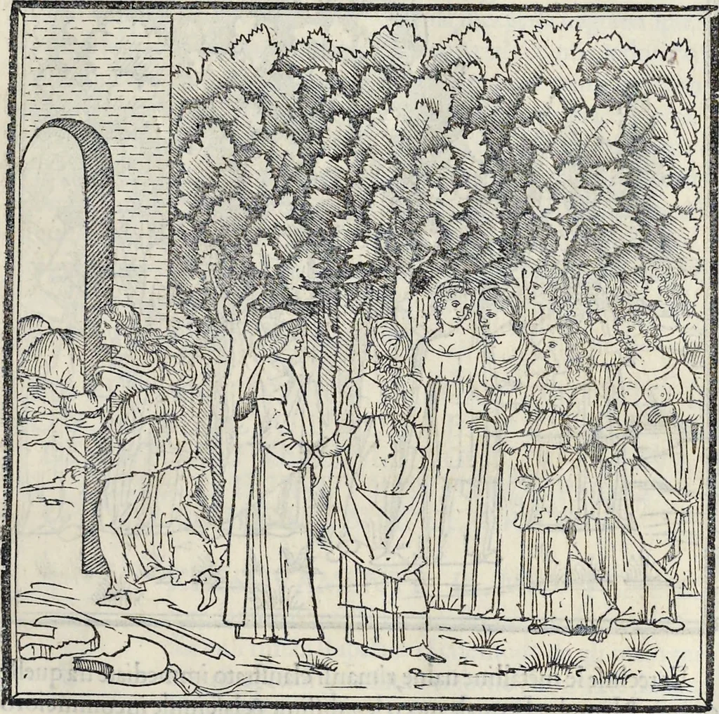 An illustration from La Hypnerotomachia di Poliphilo : cioè pvgna d'amore in sogno, dov'egli mostra, che tvtte le cose hvmane non sono altro che sogno, & doue narra molt'altre cose degne di cognitione, 1545, leaf 142