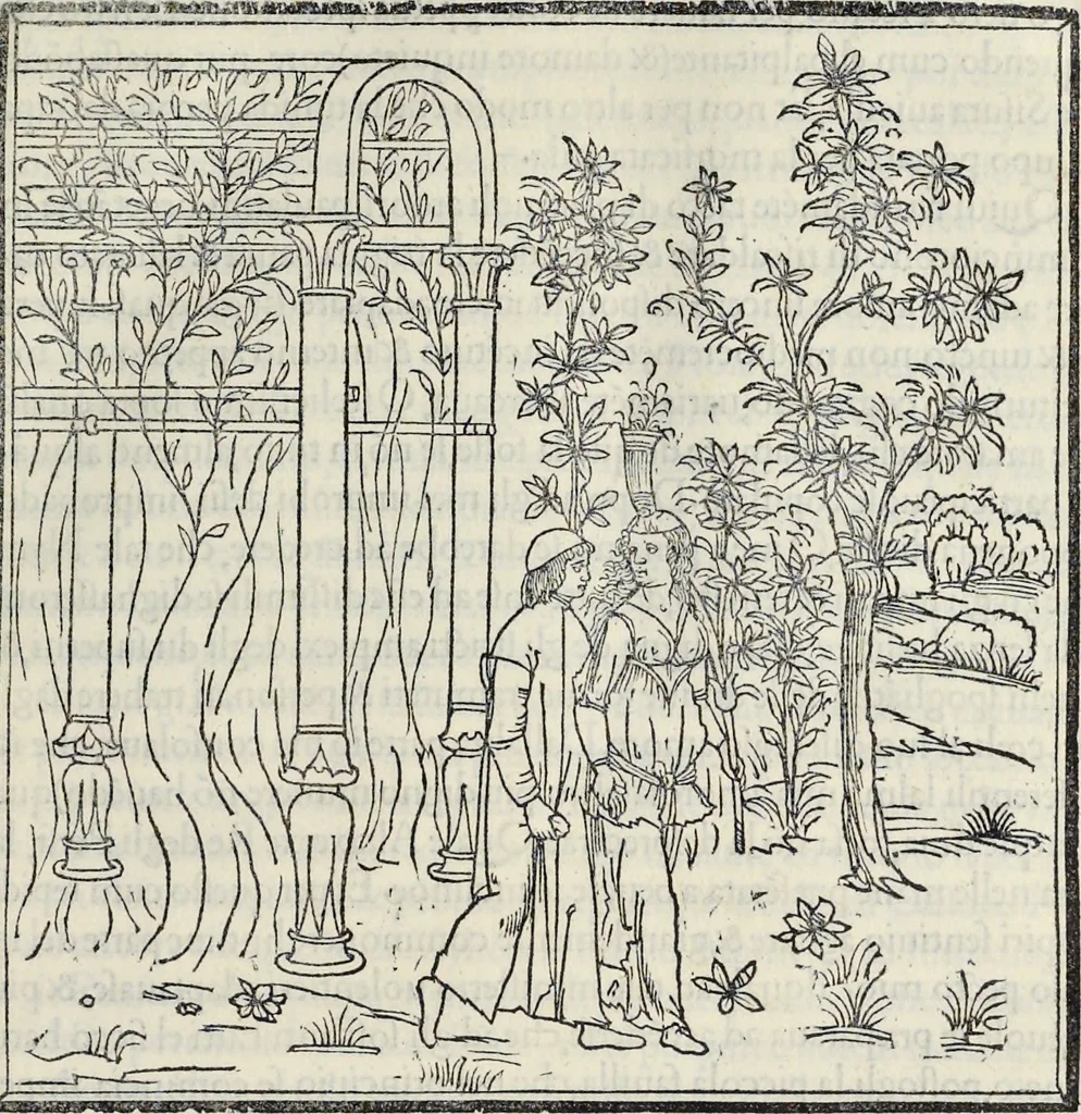 An illustration from La Hypnerotomachia di Poliphilo : cioè pvgna d'amore in sogno, dov'egli mostra, che tvtte le cose hvmane non sono altro che sogno, & doue narra molt'altre cose degne di cognitione, 1545, leaf 152