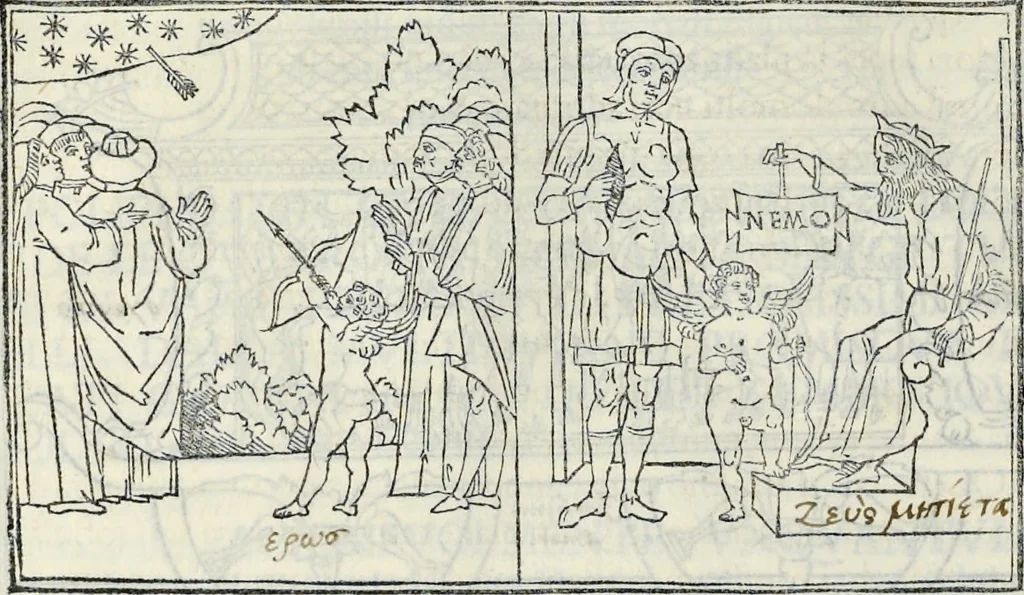 An illustration from La Hypnerotomachia di Poliphilo : cioè pvgna d'amore in sogno, dov'egli mostra, che tvtte le cose hvmane non sono altro che sogno, & doue narra molt'altre cose degne di cognitione, 1545, leaf 163