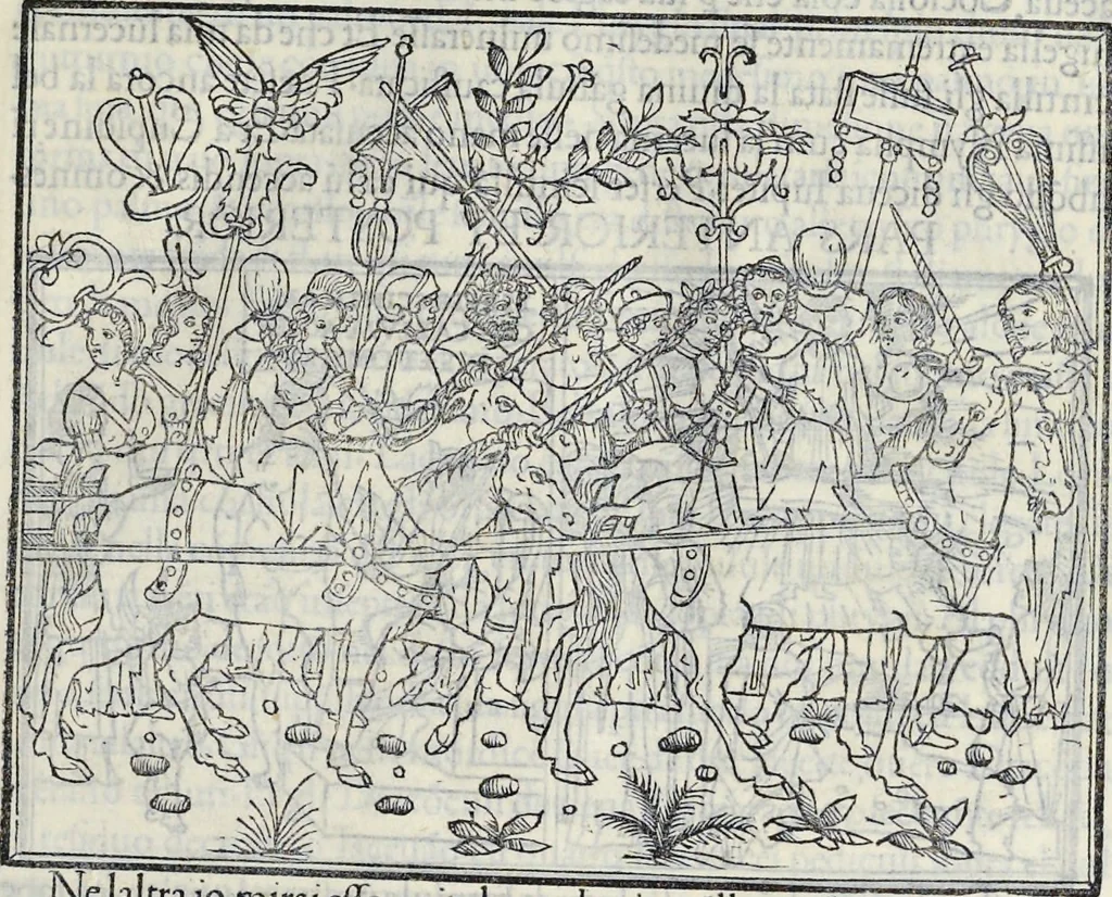 An illustration from La Hypnerotomachia di Poliphilo : cioè pvgna d'amore in sogno, dov'egli mostra, che tvtte le cose hvmane non sono altro che sogno, & doue narra molt'altre cose degne di cognitione, 1545, leaf 174
