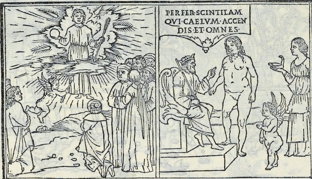 An illustration from La Hypnerotomachia di Poliphilo : cioè pvgna d'amore in sogno, dov'egli mostra, che tvtte le cose hvmane non sono altro che sogno, & doue narra molt'altre cose degne di cognitione, 1545, leaf 175