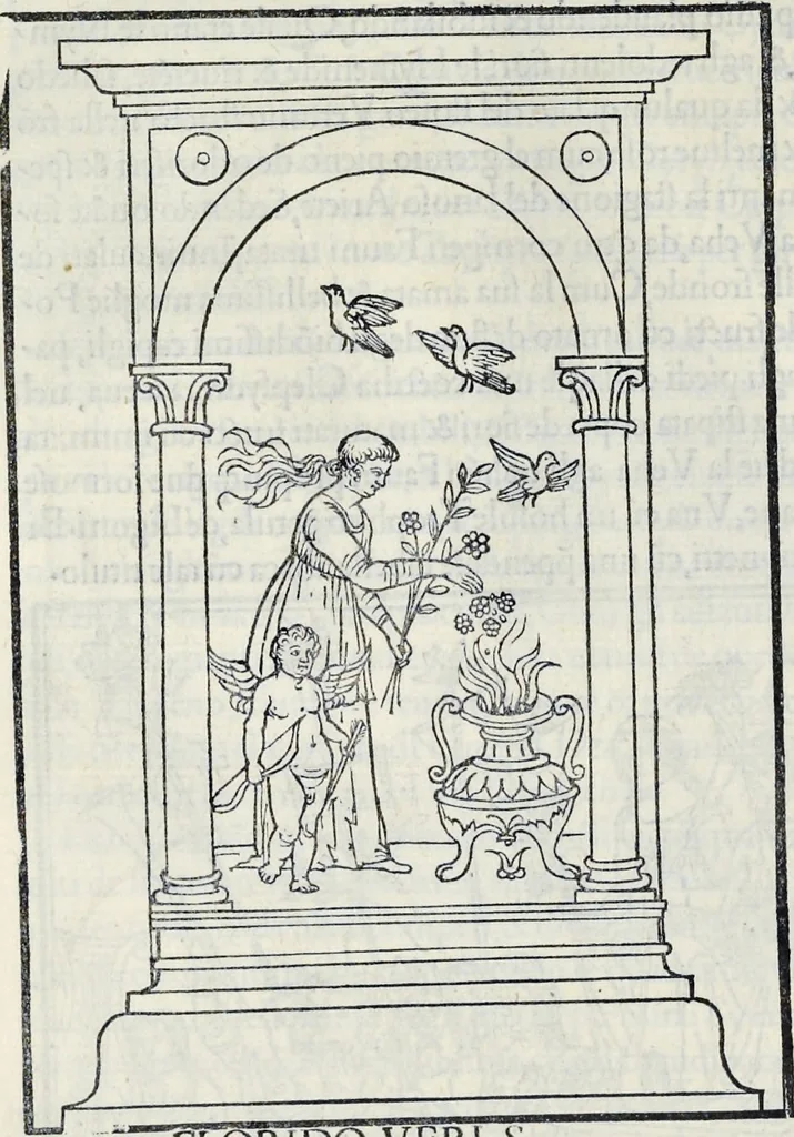 An illustration from La Hypnerotomachia di Poliphilo : cioè pvgna d'amore in sogno, dov'egli mostra, che tvtte le cose hvmane non sono altro che sogno, & doue narra molt'altre cose degne di cognitione, 1545, leaf 195