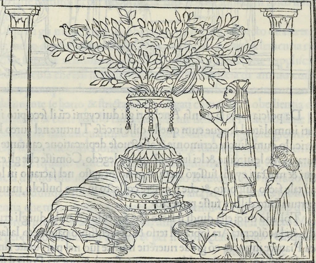 An illustration from La Hypnerotomachia di Poliphilo : cioè pvgna d'amore in sogno, dov'egli mostra, che tvtte le cose hvmane non sono altro che sogno, & doue narra molt'altre cose degne di cognitione, 1545, leaf 235