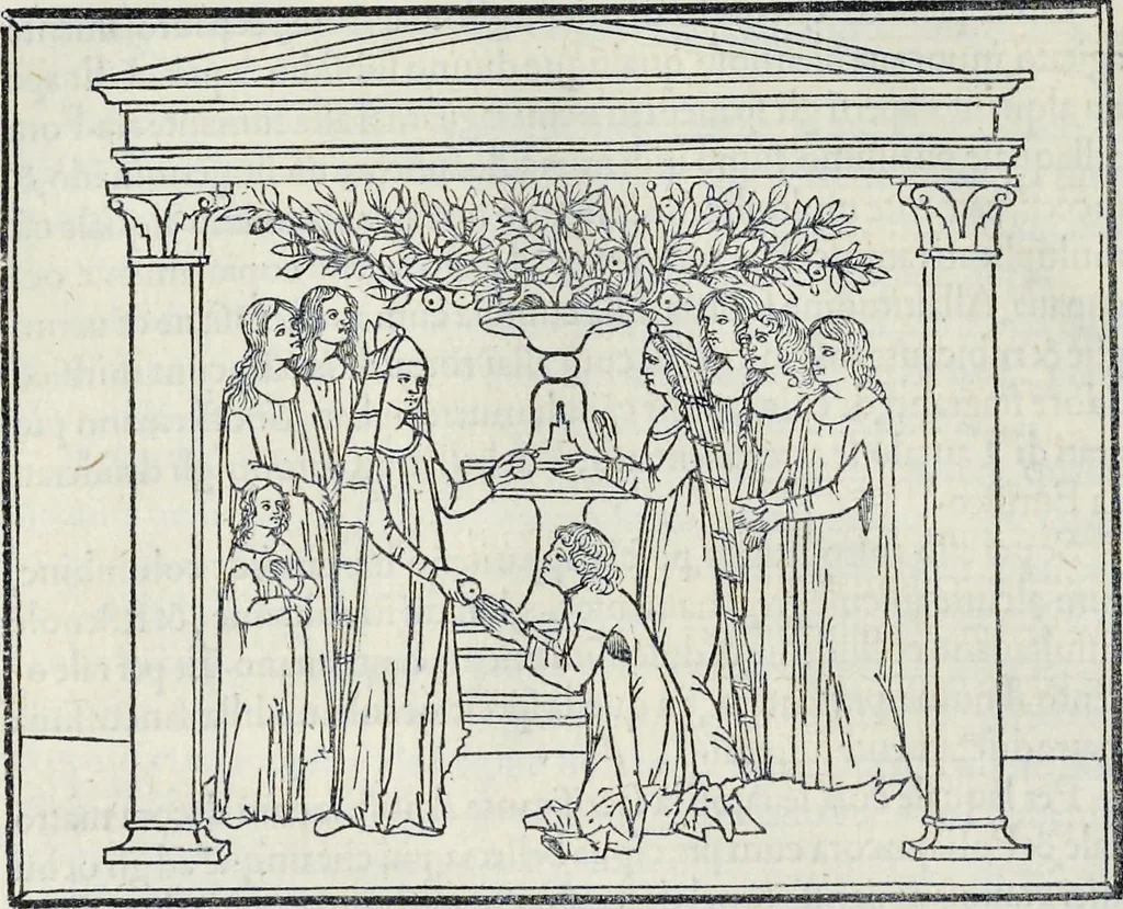 An illustration from La Hypnerotomachia di Poliphilo : cioè pvgna d'amore in sogno, dov'egli mostra, che tvtte le cose hvmane non sono altro che sogno, & doue narra molt'altre cose degne di cognitione, 1545, leaf 237
