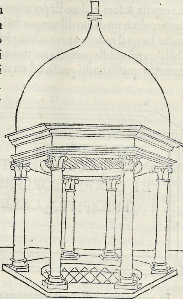 An illustration from La Hypnerotomachia di Poliphilo : cioè pvgna d'amore in sogno, dov'egli mostra, che tvtte le cose hvmane non sono altro che sogno, & doue narra molt'altre cose degne di cognitione, 1545, leaf 250