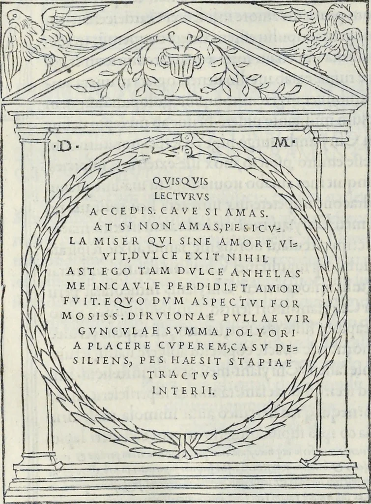 An illustration from La Hypnerotomachia di Poliphilo : cioè pvgna d'amore in sogno, dov'egli mostra, che tvtte le cose hvmane non sono altro che sogno, & doue narra molt'altre cose degne di cognitione, 1545, leaf 267