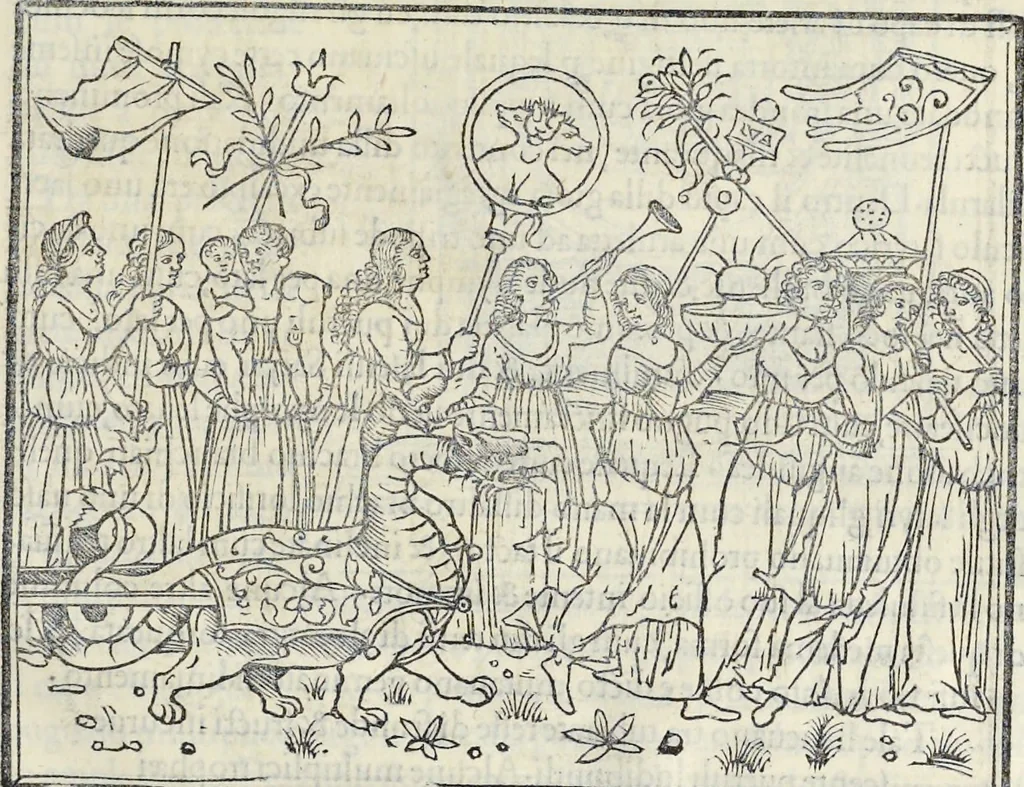 An illustration from La Hypnerotomachia di Poliphilo : cioè pvgna d'amore in sogno, dov'egli mostra, che tvtte le cose hvmane non sono altro che sogno, & doue narra molt'altre cose degne di cognitione, 1545, leaf 350