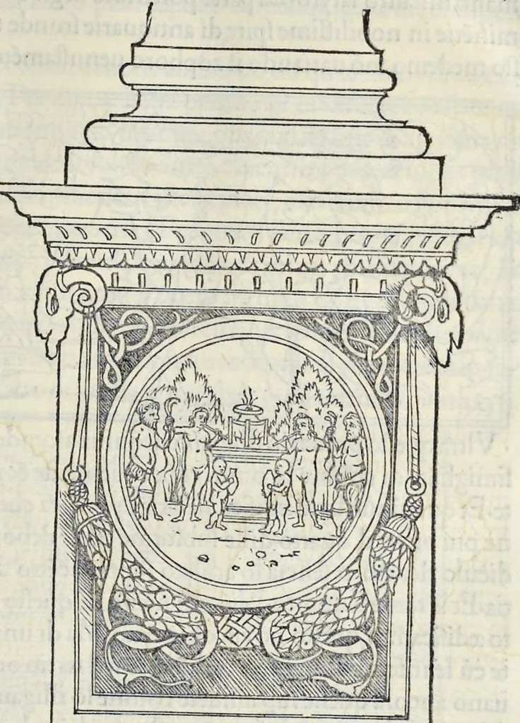An illustration from La Hypnerotomachia di Poliphilo : cioè pvgna d'amore in sogno, dov'egli mostra, che tvtte le cose hvmane non sono altro che sogno, & doue narra molt'altre cose degne di cognitione, 1545, leaf 352