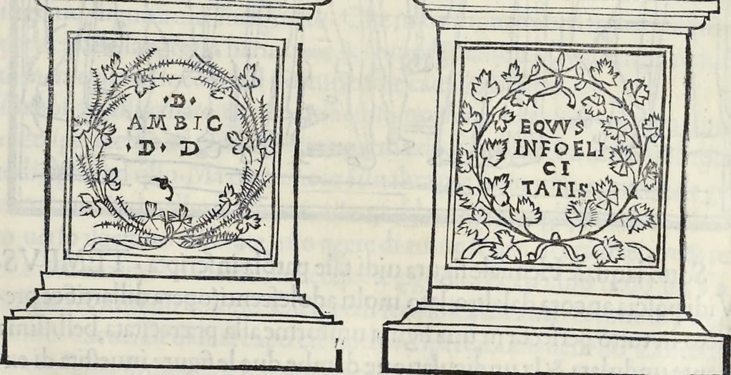 An illustration from La Hypnerotomachia di Poliphilo : cioè pvgna d'amore in sogno, dov'egli mostra, che tvtte le cose hvmane non sono altro che sogno, & doue narra molt'altre cose degne di cognitione, 1545, leaf 36