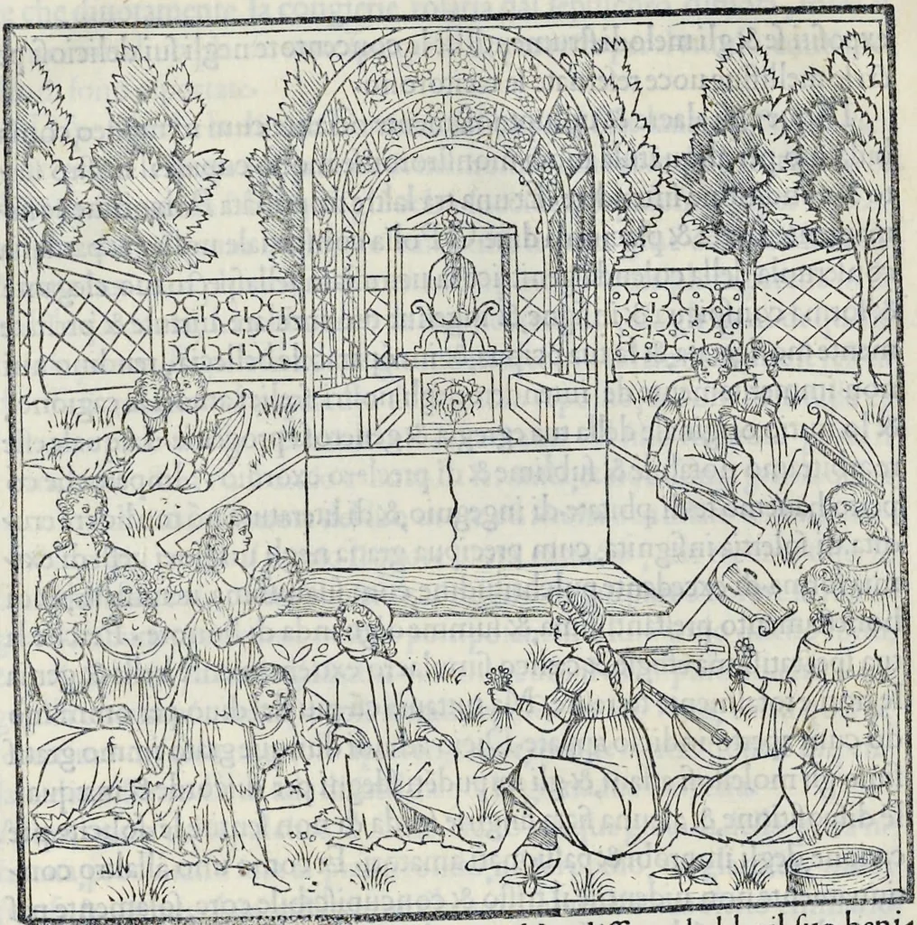 An illustration from La Hypnerotomachia di Poliphilo : cioè pvgna d'amore in sogno, dov'egli mostra, che tvtte le cose hvmane non sono altro che sogno, & doue narra molt'altre cose degne di cognitione, 1545, leaf 381