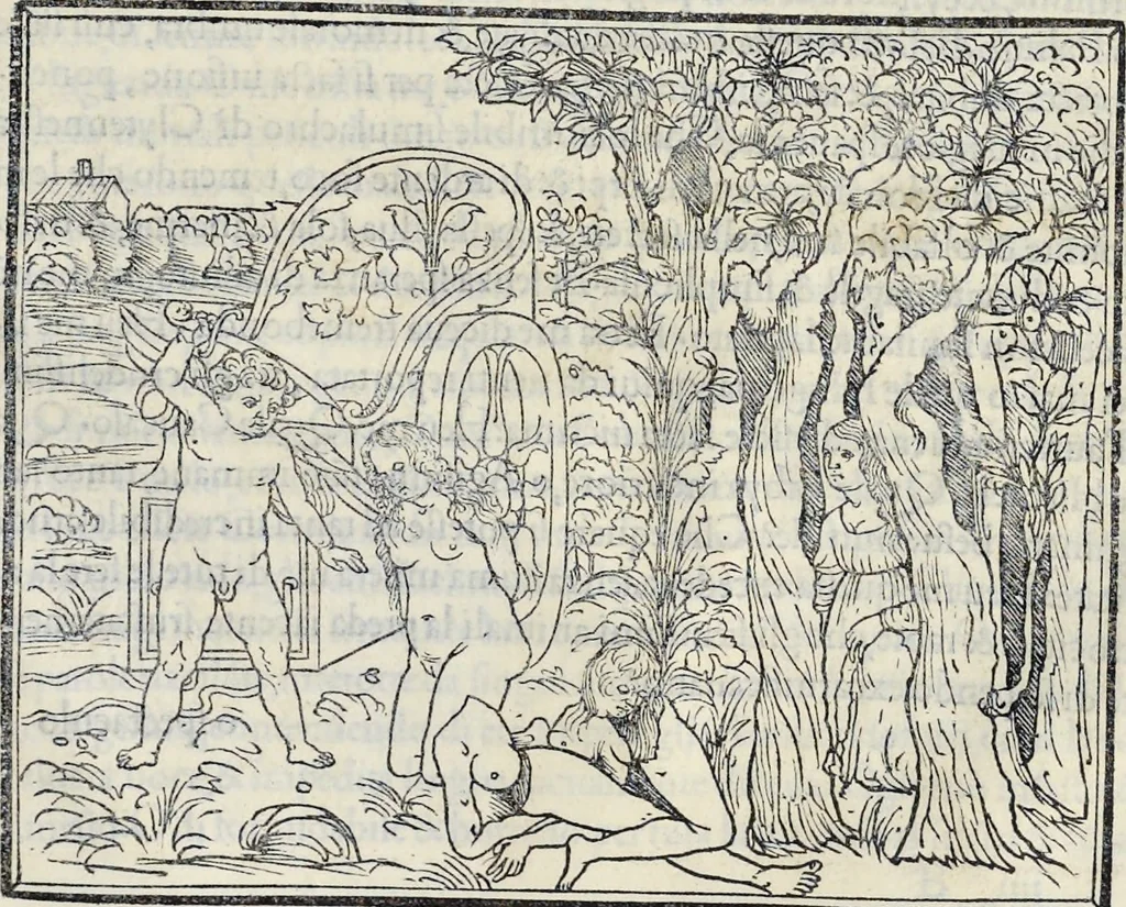 An illustration from La Hypnerotomachia di Poliphilo : cioè pvgna d'amore in sogno, dov'egli mostra, che tvtte le cose hvmane non sono altro che sogno, & doue narra molt'altre cose degne di cognitione, 1545, leaf 404